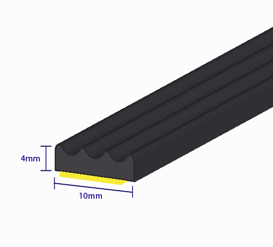 Kiso Epdm Dry Glaze Profile Tape 10 X 4mm Black The